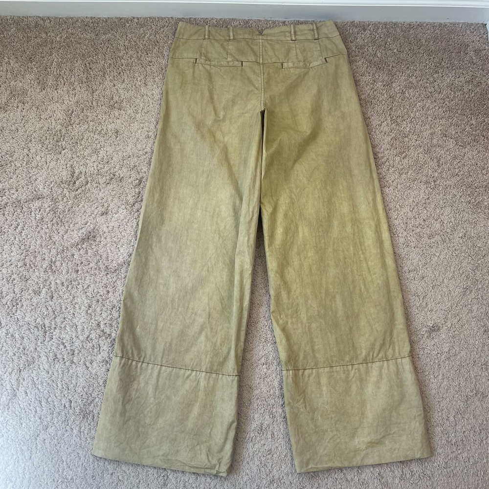 Free People Marina Low Rise Pleated Cuffed Hem Wide Leg Washed Trouser Pants - Picture 13 of 16